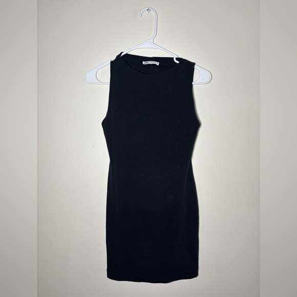 Zara Dresses & Skirts - ZARA Black High Neck Sleeveless Ribbed Bodycon Mini Dress